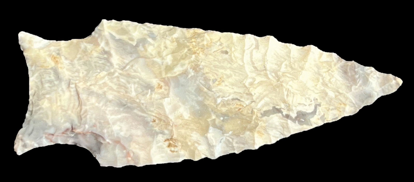 3 5/8" Holland. Greene Co, MO. Thin and well chipped Mozarkite (Jeff City). Water stained.: 3 5/8" Holland. Greene Co, MO. Thin and well chipped Mozarkite (Jeff City). Water stained. Ex-Stephen Burks