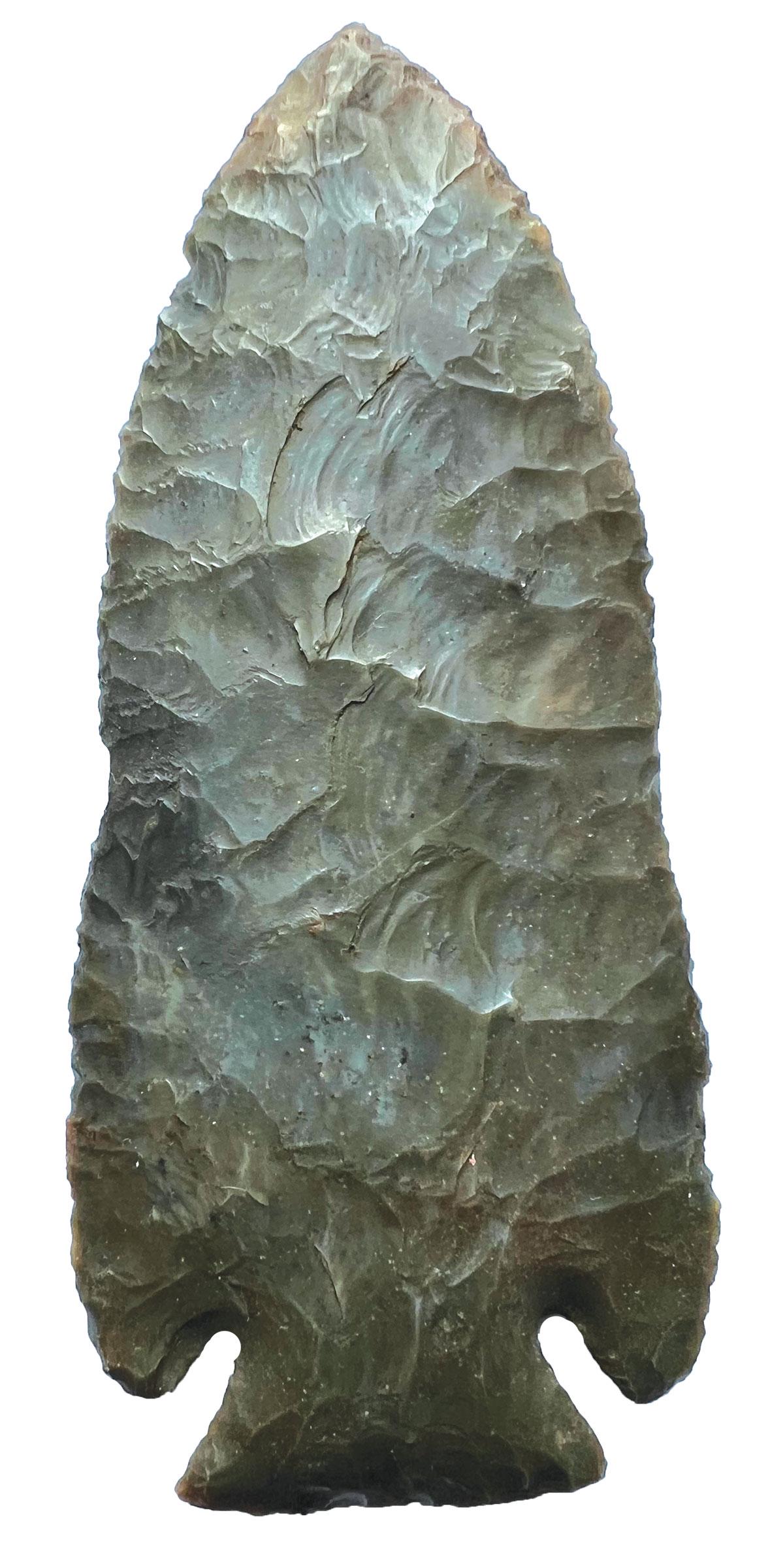 2 Lost Lakes. Each has repair or rechipping. TN and KY: 2 Lost Lakes. Each has repair or rechipping. Darker (4 1/4" TN) has rechipping on tip. (wonderfully flaked though). Other (KY) has restoration to base and/or barb