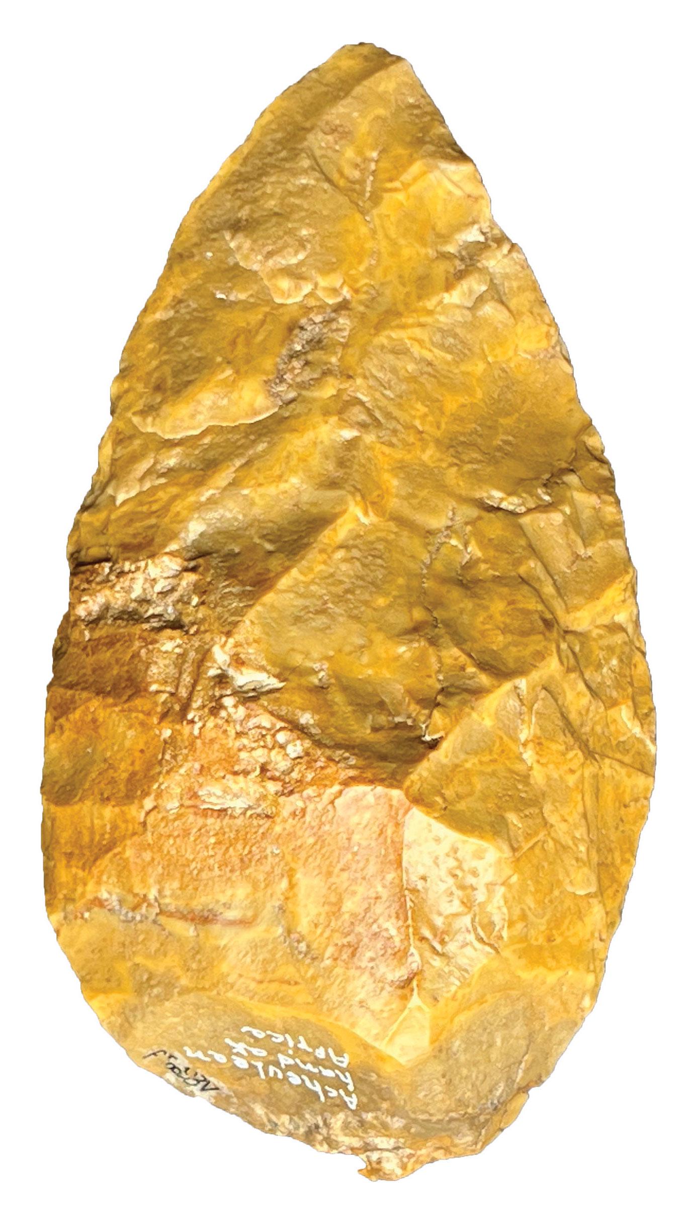 6 3/8" Acheulean Hand Axe. Africa. Tens of thousands of years old. Excellent patina.: 6 3/8" Acheulean Hand Axe. Africa. Tens of thousands of years old. Excellent patina. Ex-Jeff Sardofsky, Kevin Pipes