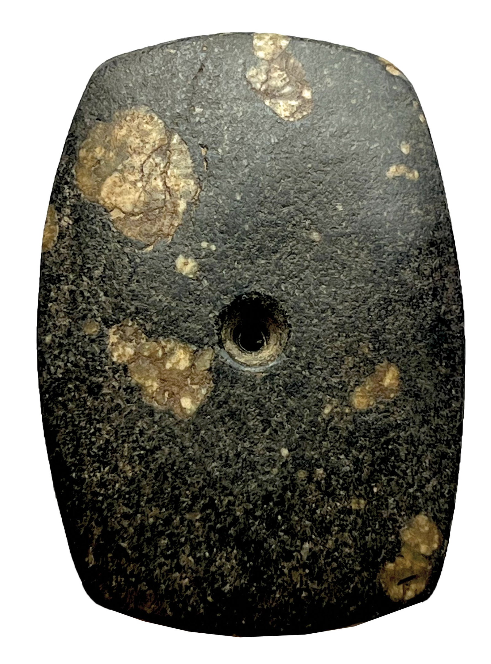 3 7/16" Porphyry Center Hole Pendant.  Wayne Co, IN.  Very well made wih squared edges and good (1 of 2)