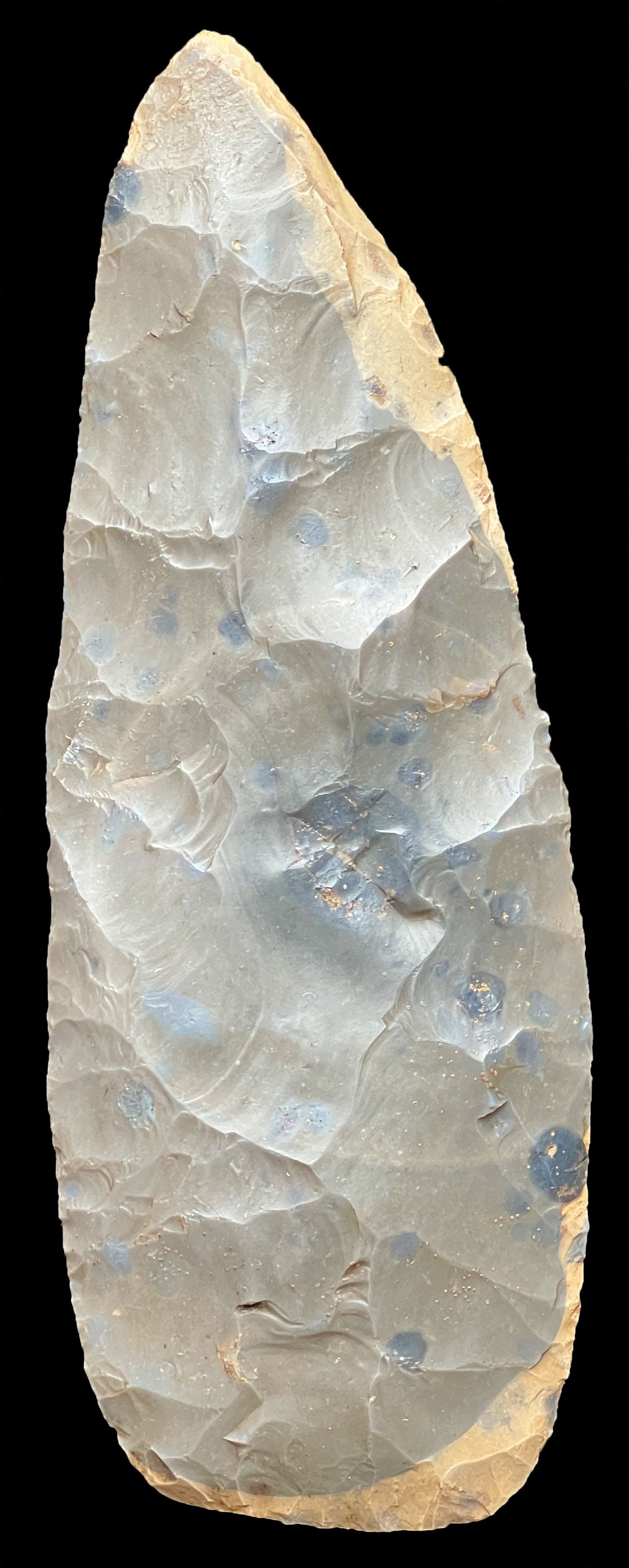 7 7/8" Hornstone Stanfied Blade. Spencer Co. IN.  Nodular flint.  Found  by Ed "Buddy" Scheidegger (1 of 2)