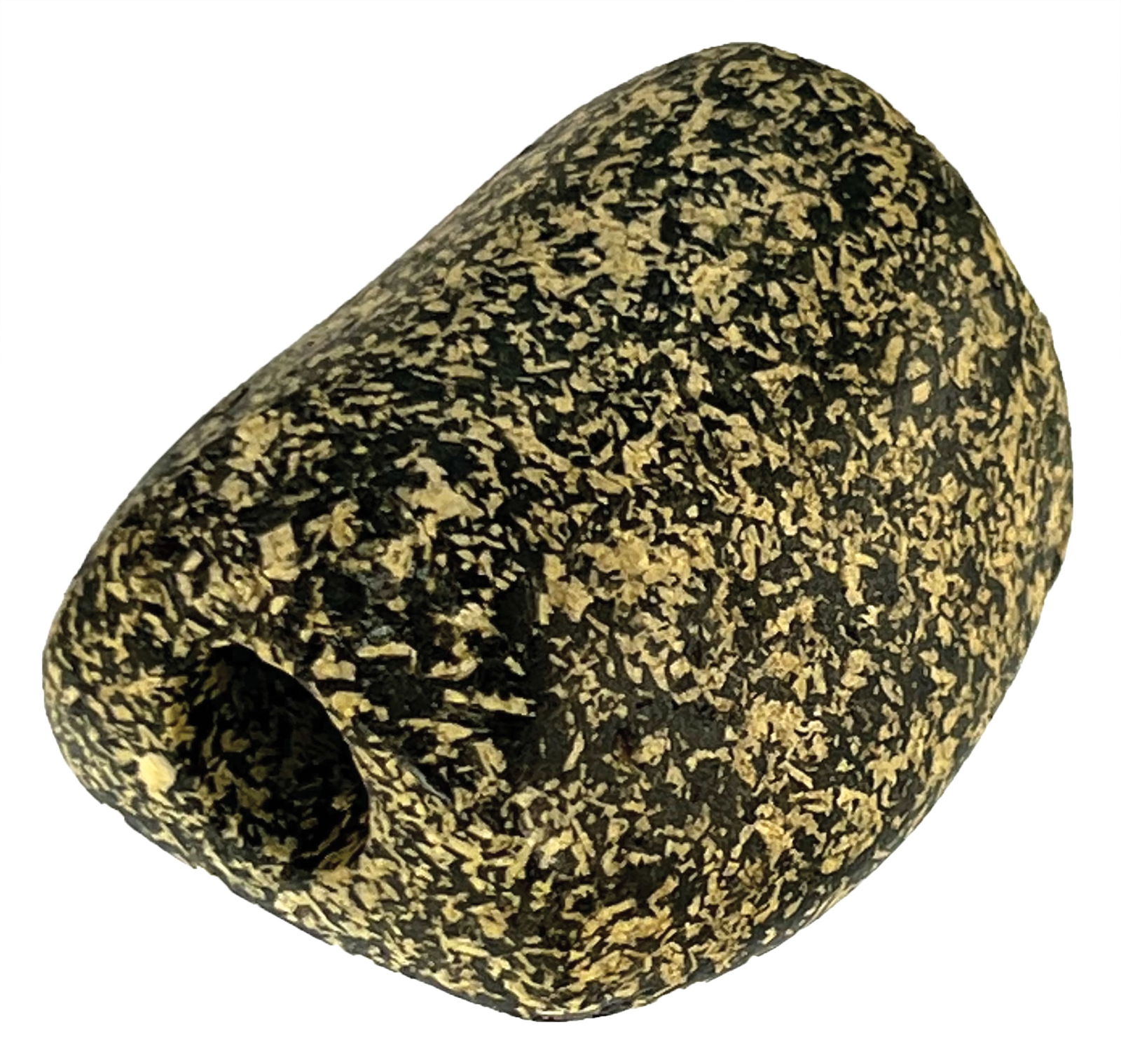 2" Speckled Black and Tan Granite Hump Bannerstone.  Found  by Ed "Buddy" Scheidegger (1 of 8)