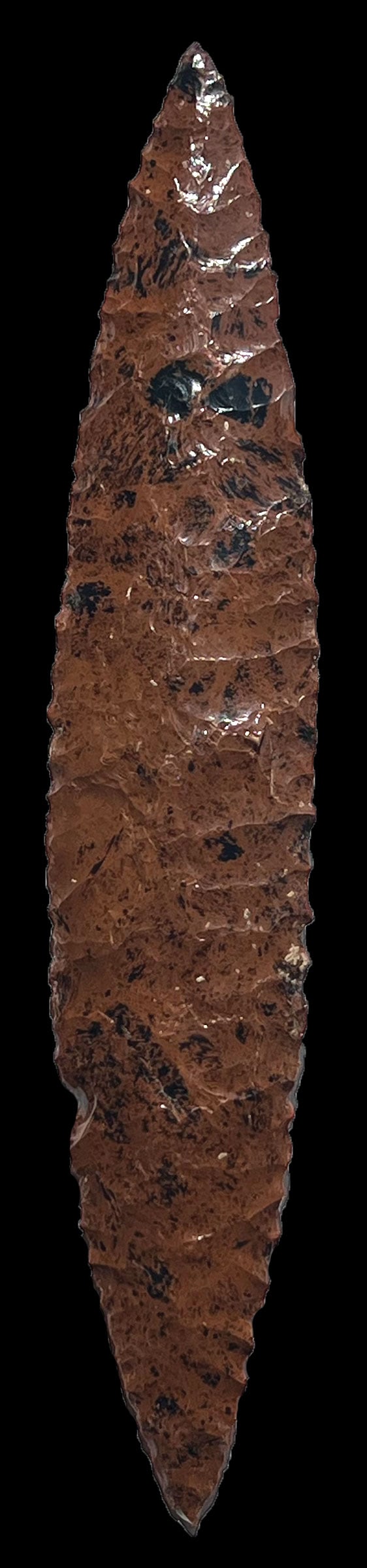 10 3/8" Colima Knife. Mahogany Obsidian. Colima, West Mexico. Jackson COA (1 of 3)