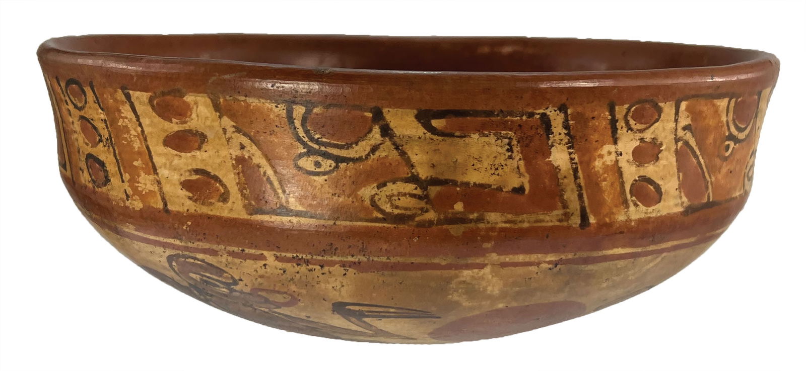 8" D. Mayan Painted Bowl with Monkey descriptions.  Ex-Dale Rector (1 of 6)