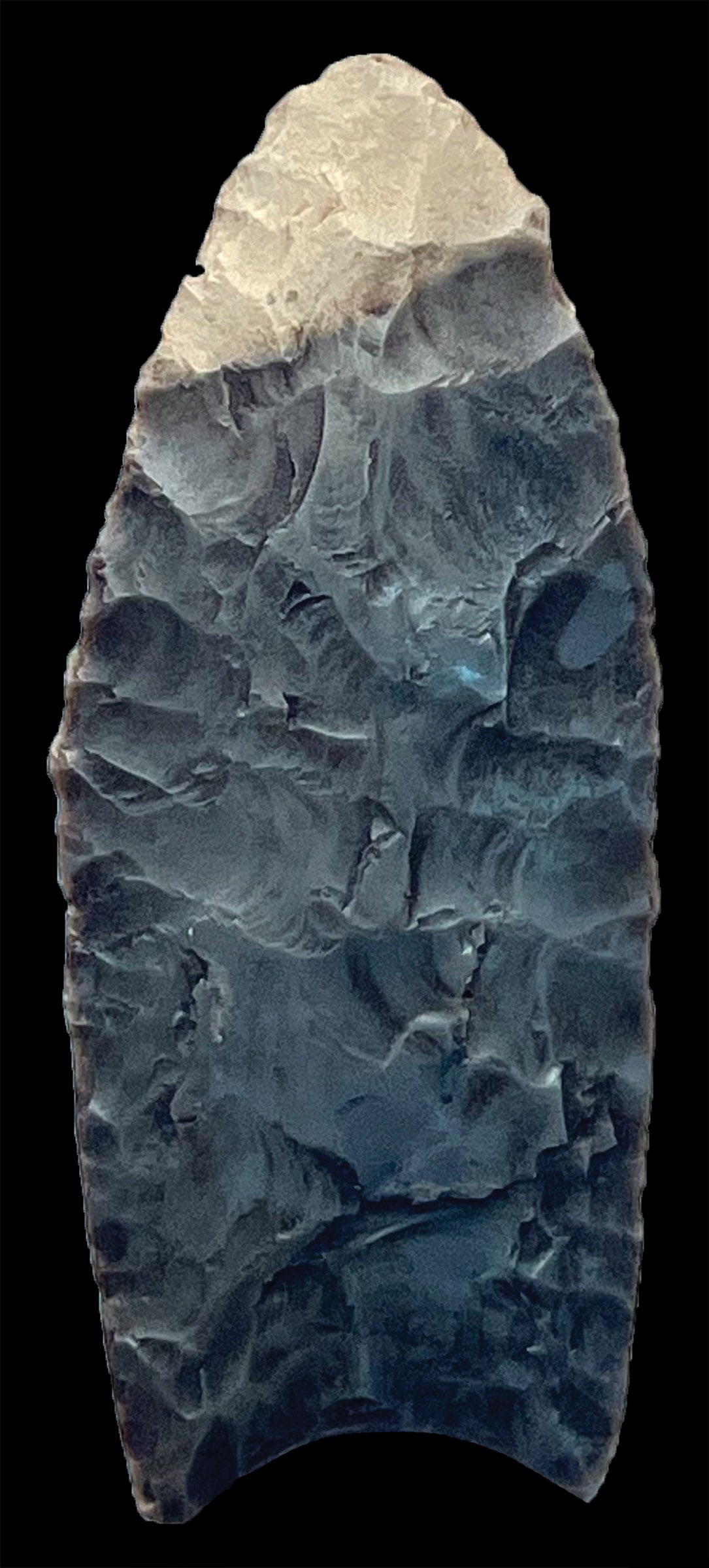 2 3/4" Hornstone Clovis.  Posey Co, IN.  Stained surface.  Thin.  Good condition. (1 of 5)