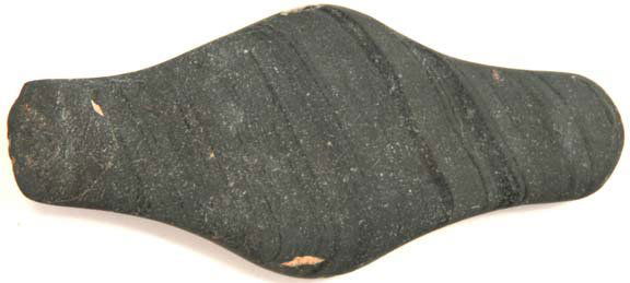 3 3/4” Undrilled Hopewell Gorget. OH. Relic List: 3 3/4” Undrilled Hopewell Gorget. OH. Slate. Pic in Relic List #74