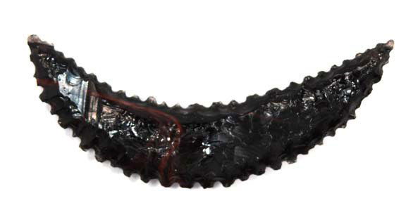 4" Obsidian Crescent. Historic. Orcutt: 4" Obsidian Crescent. Made by Ted Orcutt in early 1900’s. Documentation by Ben Stermer. From private Pugh Museum in CA