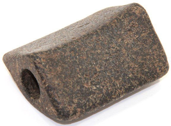 Saddleback Bannestone. Clem Caldwell. Pictured: 2 1/8” Saddleback Bannestone. Crib Mound. Spencer Co, IN. Granite. Ex-Duane "Beanie" Johnson, Clem Caldwell. Pictured in WW#10, pg 268. Davis G9 COA