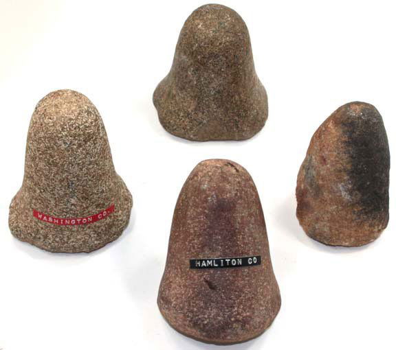 Group of 4 Pestles. Hamilton Co, IN. Marlott: Group of 4 Pestles. Hamilton Co, IN. 3 3/4” & 4 1/2”. Found by Bill Marlott