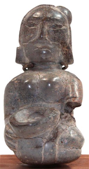 2 7/8” Hopewellian Figurine. Calhoun Co, IL: 2 7/8” Hopewellian Figurine. Calhoun Co, IL. Broken, glued. Pipestone. Ex-Byron Anderson, Knoblock