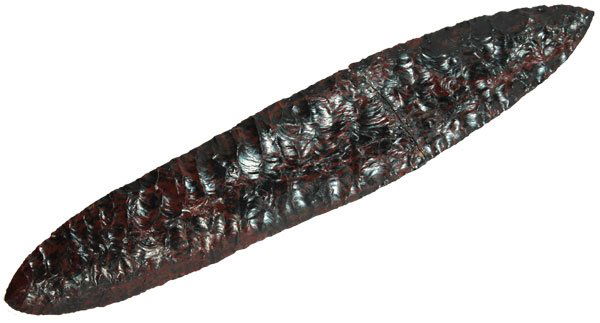 10” Wealth Glade. Found on Gunther Island Site: 10” Wealth Glade. Found on Gunther Island Site in Humbolt Co, CA. Beautifully flaked Mahogany Obsidian. Killed, glued. Great prehistoric blade. Jeb Taylor evaluation
