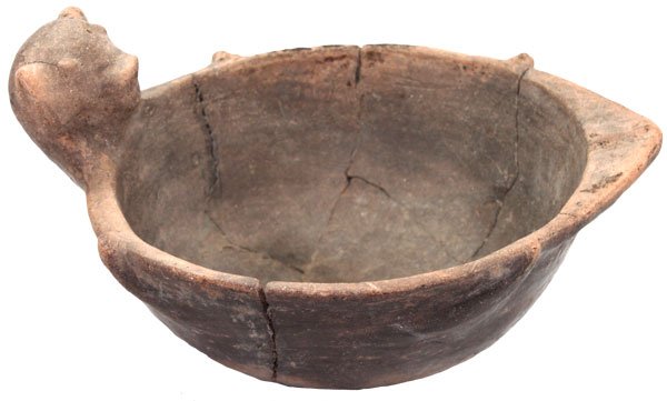 Bat Effigy Bowl. Pictured in “The Westbrook Colle: Rare and large 11” Bat Effigy Bowl. Cross Co, AR. Glued. No restoration. Ex-Kevin Pipes, Dr. Kent Westbrook. Pictured in “The Westbrook Collection”, fig 1337