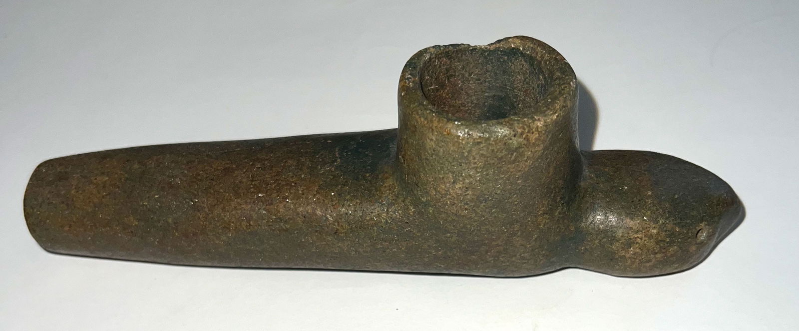 7 1/4" Stone Effigy Bird Pipe.  Ex-Glenn McQuaide. (1 of 3)