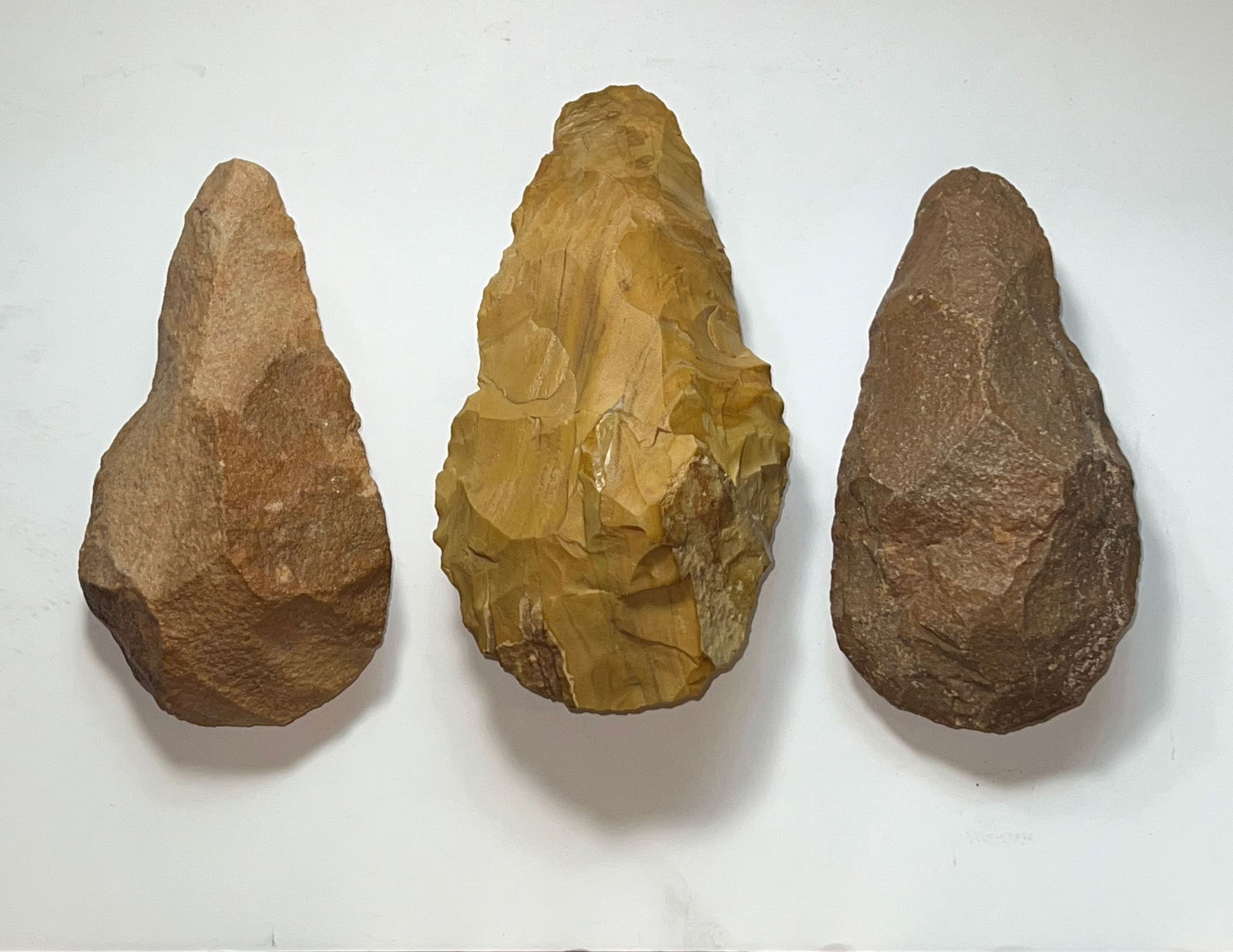 3 Acheulean Stone Hand Axes.  Ex-Evan Mauer. (1 of 2)