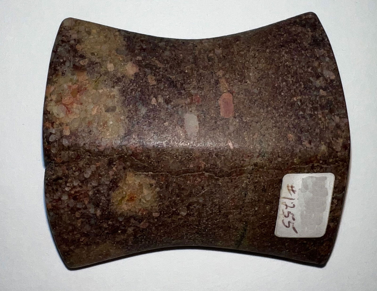 3" Granite Hourglass Bannerstone.  Ex-Burton/Teubner Estate. (1 of 3)