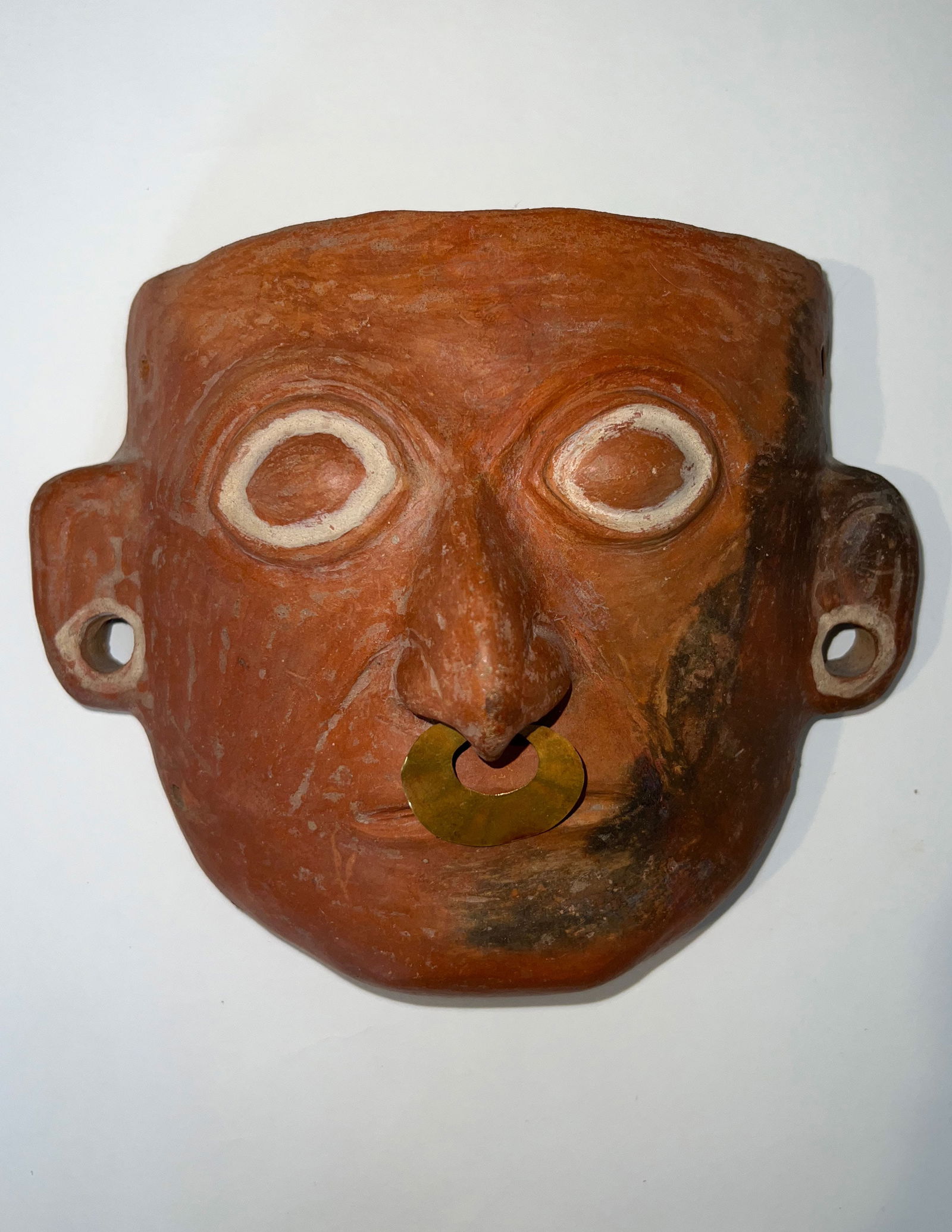 6" Red Mask with Gold Nose Ring.  Ex-Burton/Teubner Estate. (1 of 2)