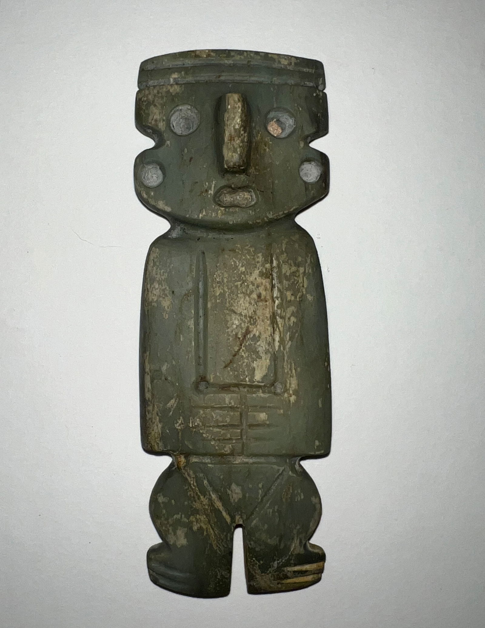 5" Pre-Columbian Jadeite Figure. Ex-Burton/Teubner Estate.: 5" Pre-Columbian Jadeite Figure. Ex-Burton/Teubner Estate.