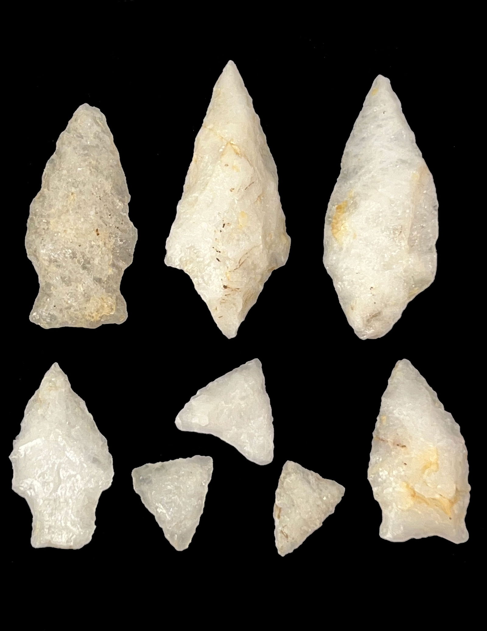 8 Quartzite Points.  Ex-Glen McQuaide. (1 of 2)