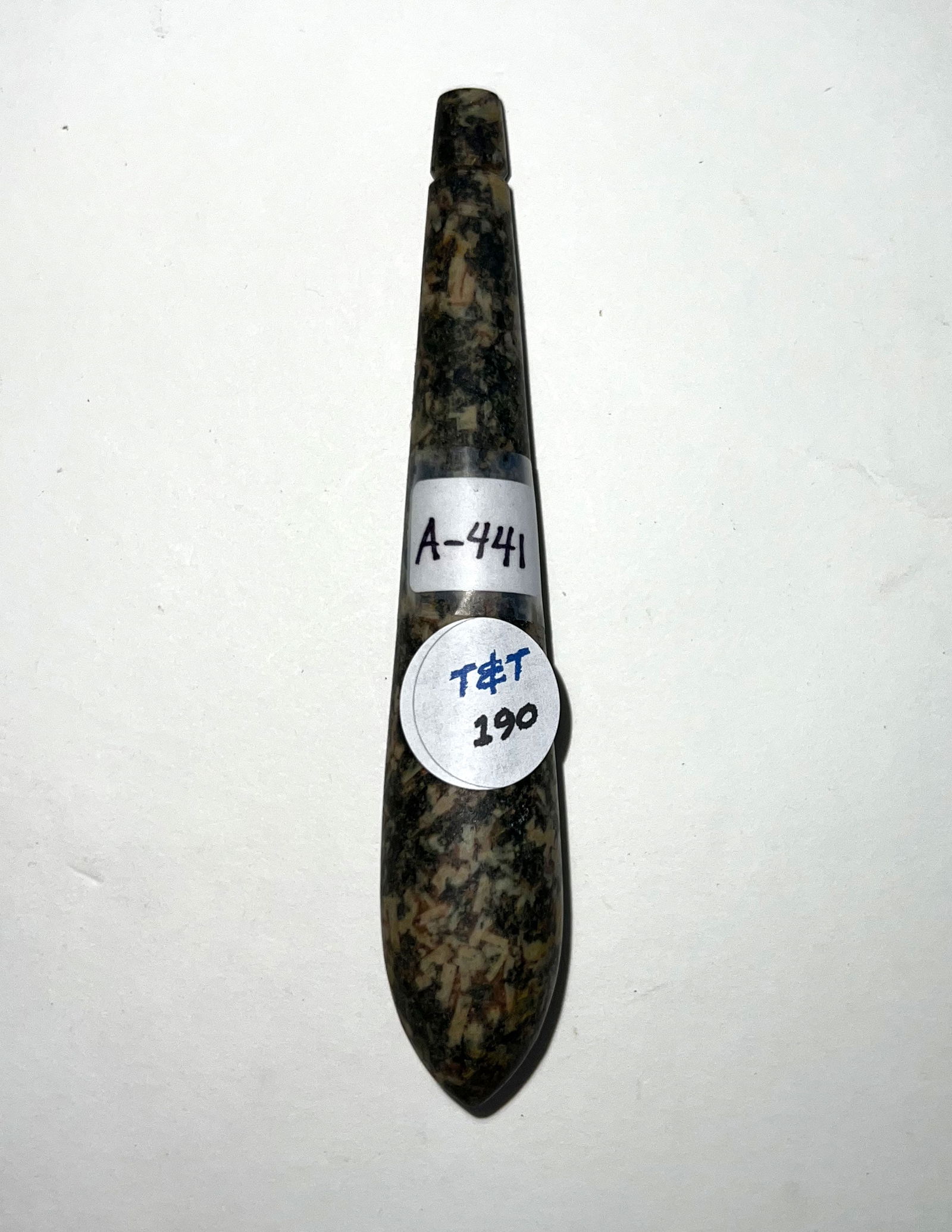 4 1/2" Granite Plummet.  Illinios.  Ex-David Cunningham. (1 of 2)