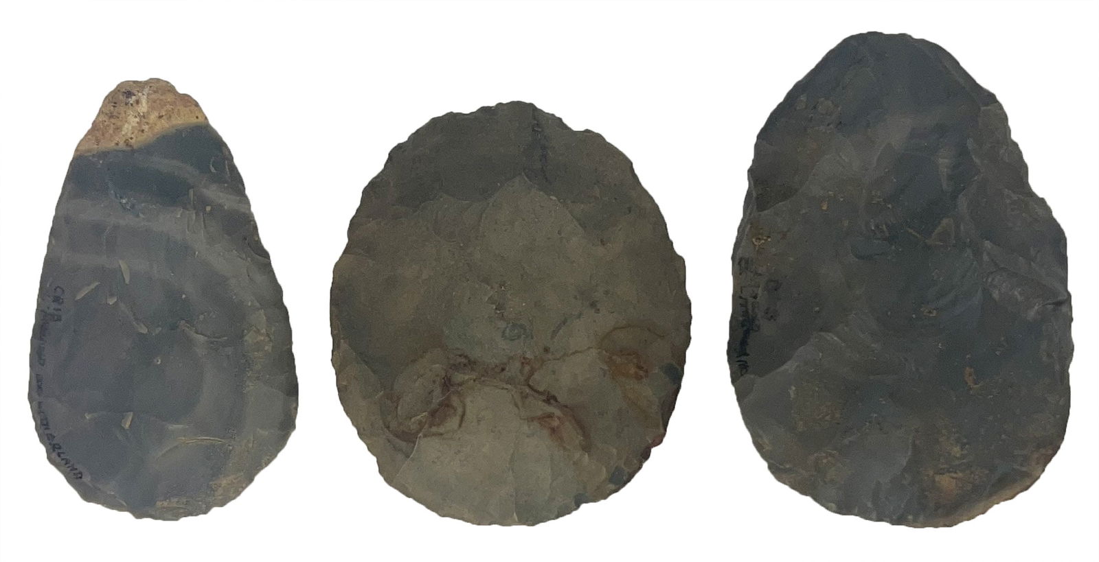 3 Crib Mound Cache Blades (4" to 4 1/2"). Ex Gary Litherland . (1 of 2)