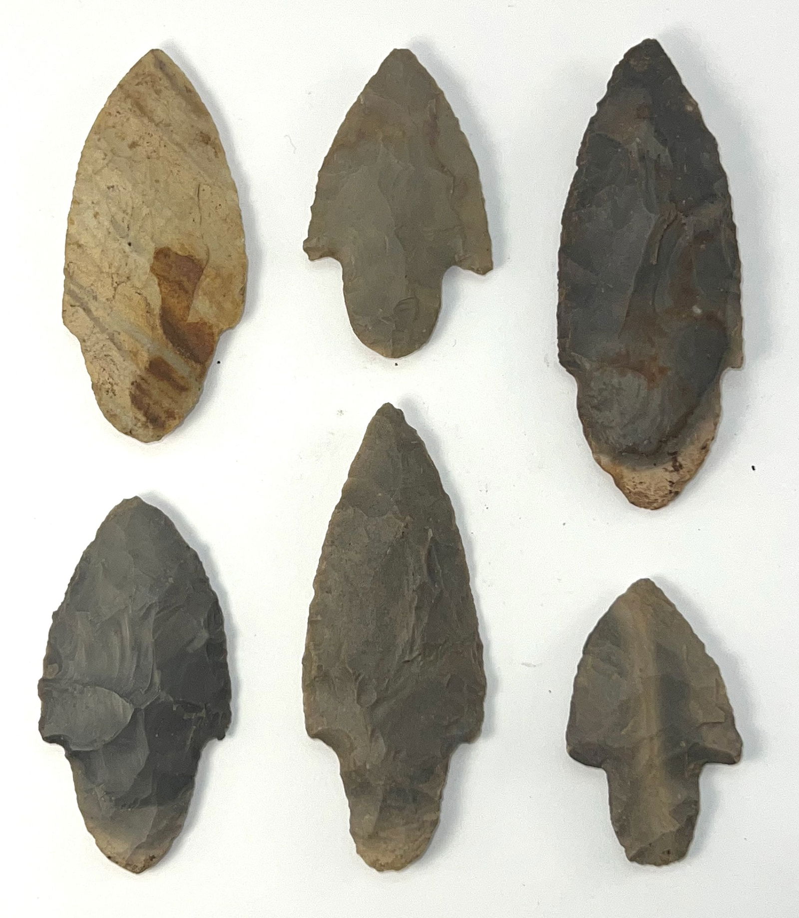 Frame of 6 Adena Points. 2' to 3 1/2". Ex Dale Rector Collection. (1 of 2)