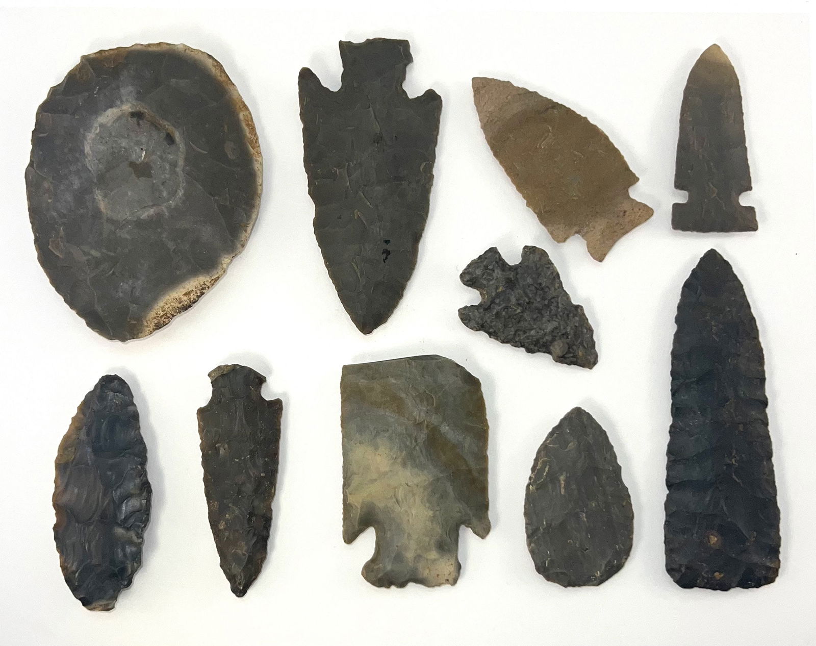 Frame of 10 Points/Blades. 2 1/8" to 4 3/8". Ex Dale Rector . (1 of 5)