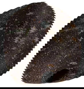 2 5/16" Concave Humped Bannerstone. Adams County, IL. Dickey COA.: 2 5/16" Concave Humped Bannerstone. Conglomerate. Adams County, IL. Ex Robert Blake and Bruce Miller. Dickey COA.