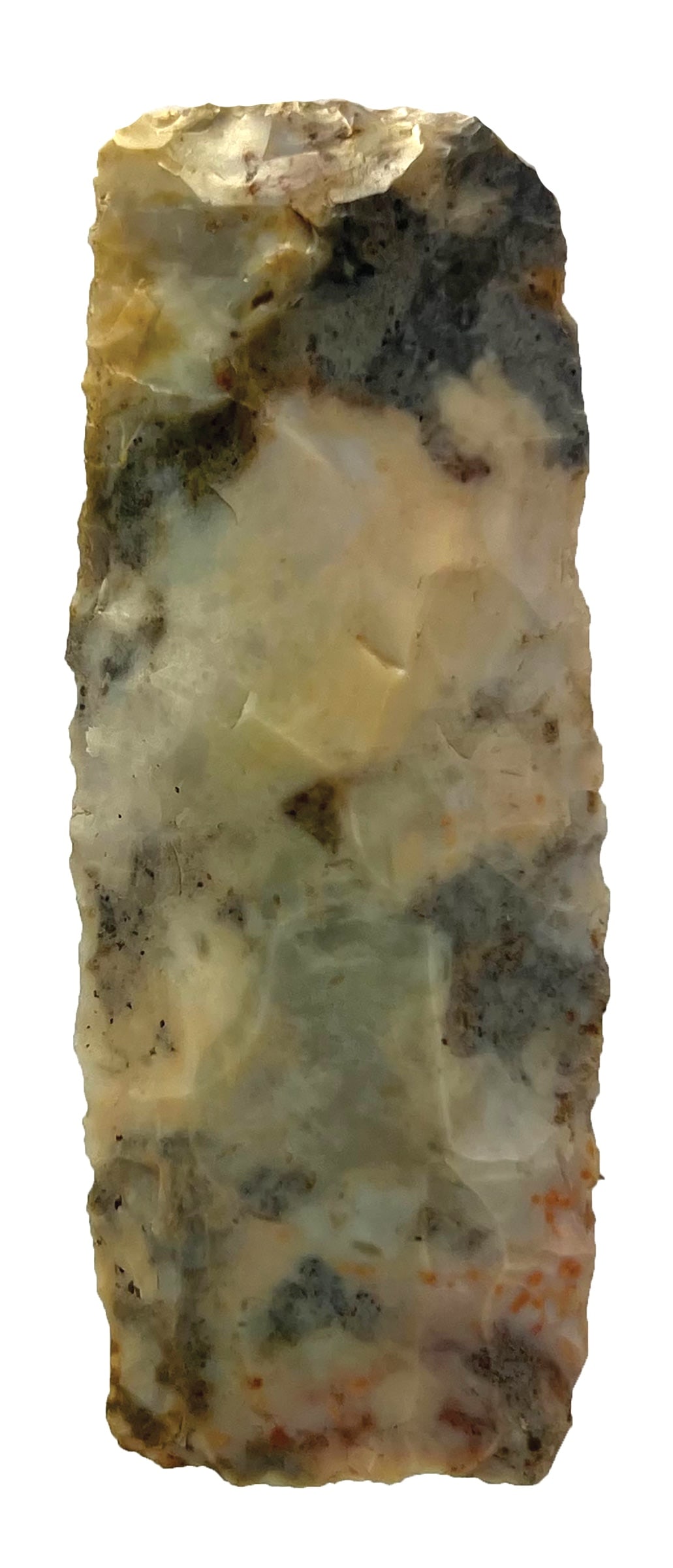 27/8" Square Knife. Very Colorful Flint Ridge. Brown County, OH. Ex Charlie West Collection. (1 of 2)