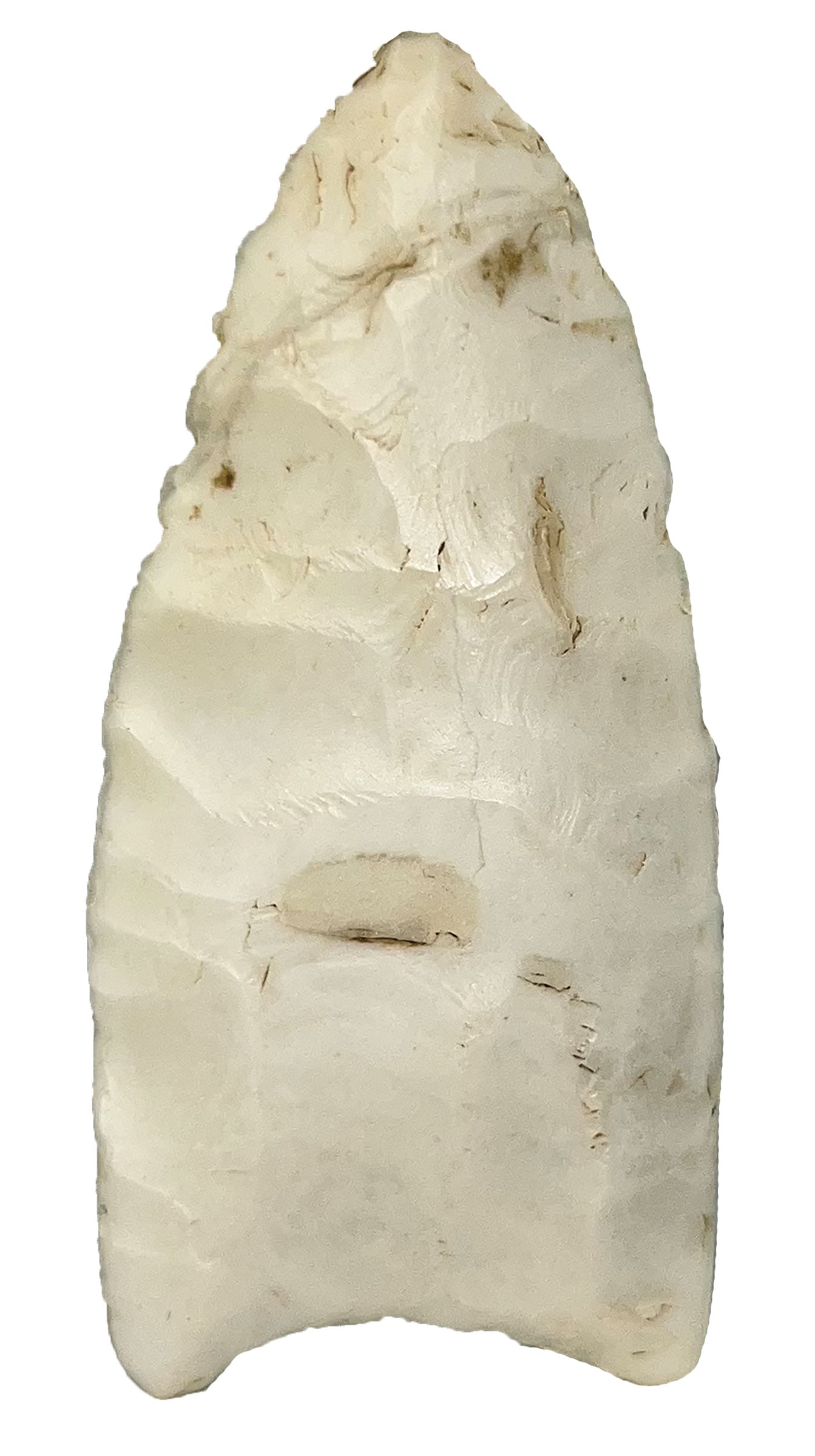 2 13/16" Clovis. White Glossy Flint. Pike Co, OH. Ex Bob Converse and Steve Stockwell. (1 of 3)