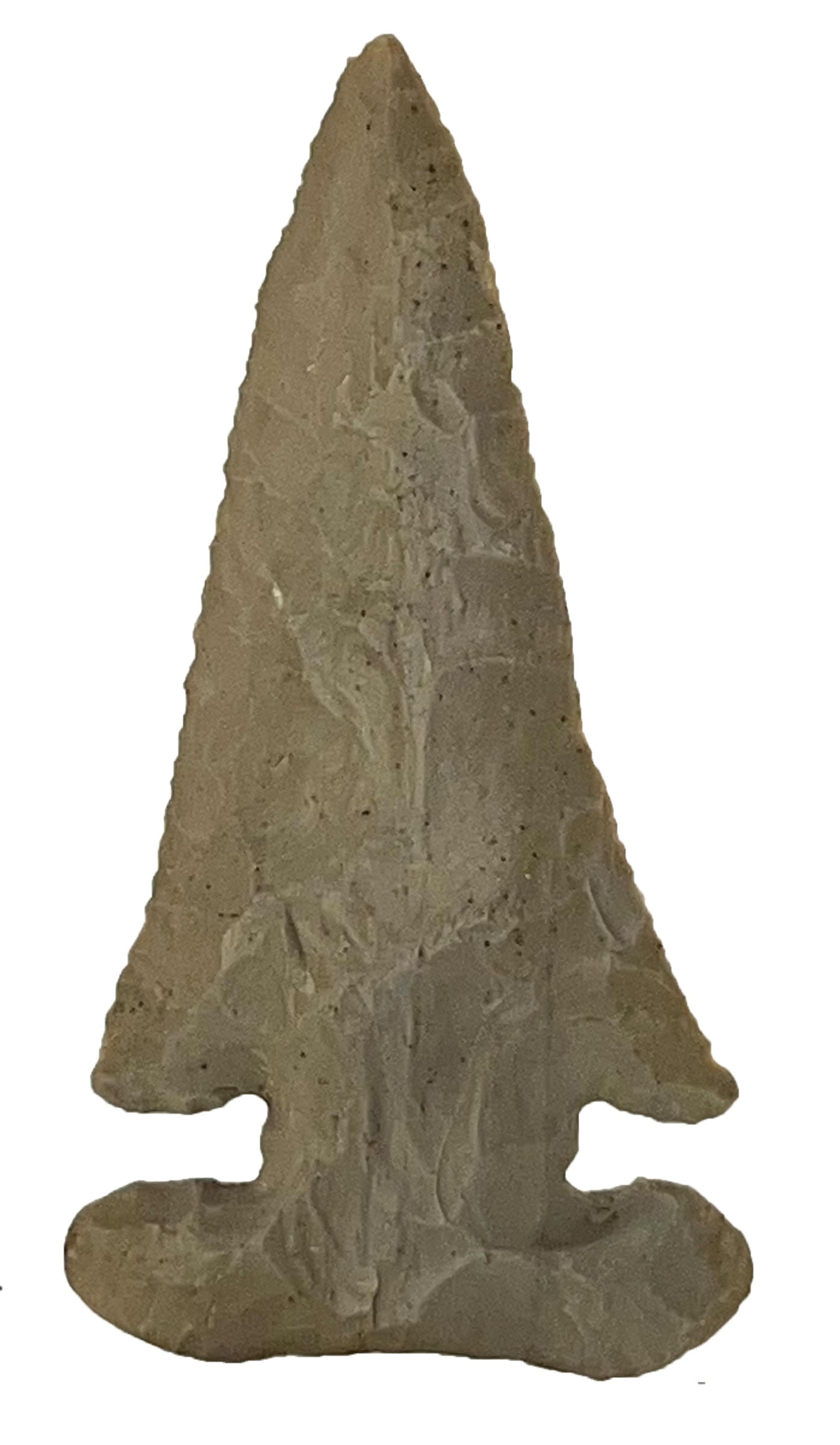 3 1/2" E-Notch Thebes. Green/Gray Color Chert. DeKalb County, TN. Rogers COA (1 of 3)