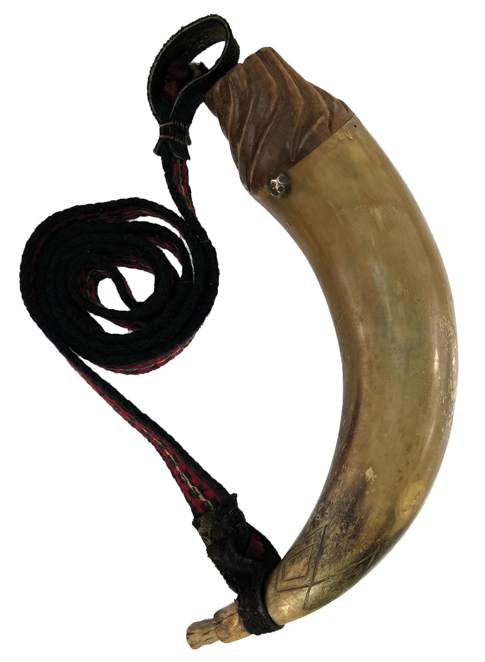 12" Powder Horn with a 43" Cloth strap. Ex Dale Rector. (1 of 7)