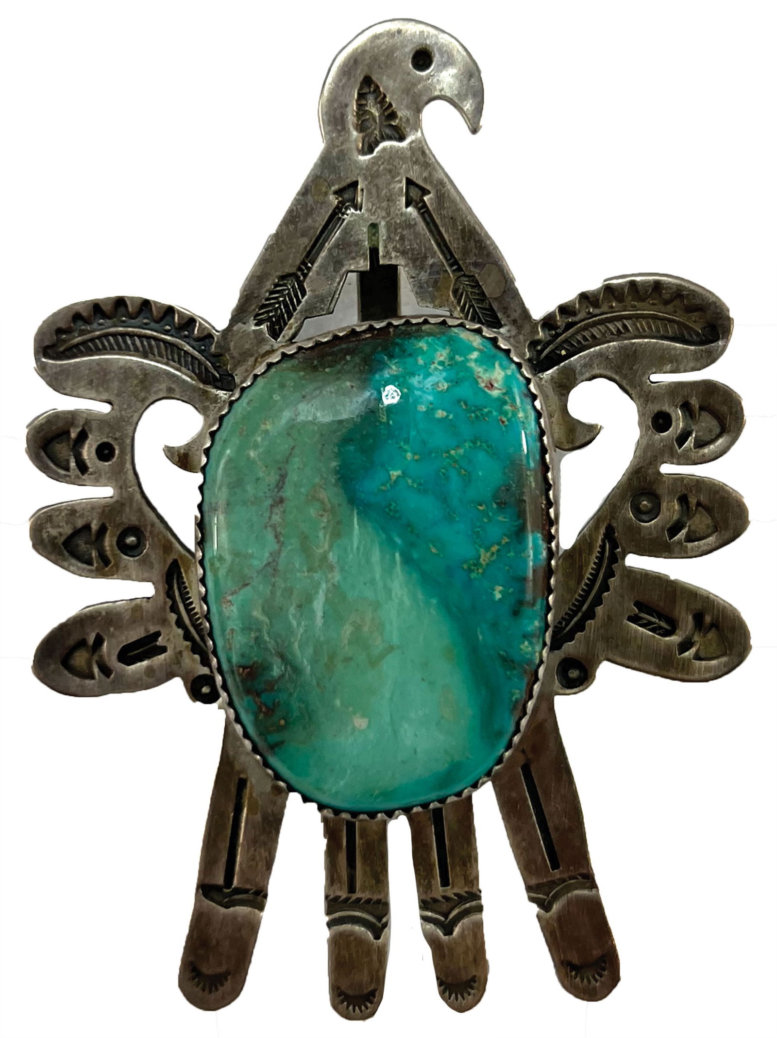 2 13/16" Bird Style Silver Plated Pendant. Ex Dale Rector. (1 of 2)