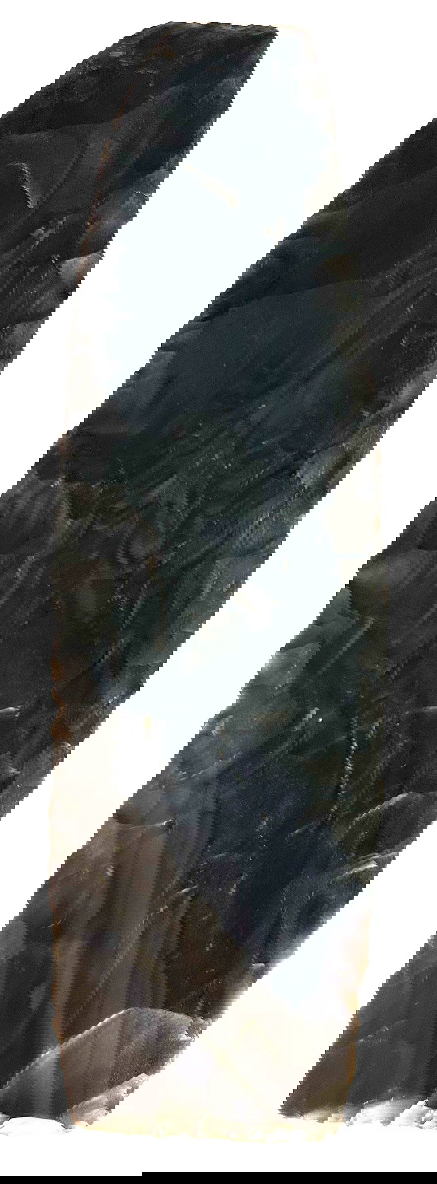 5 5/8" Square End Knife. Black Color Flint. Warrick Co, In. Rogers Coa