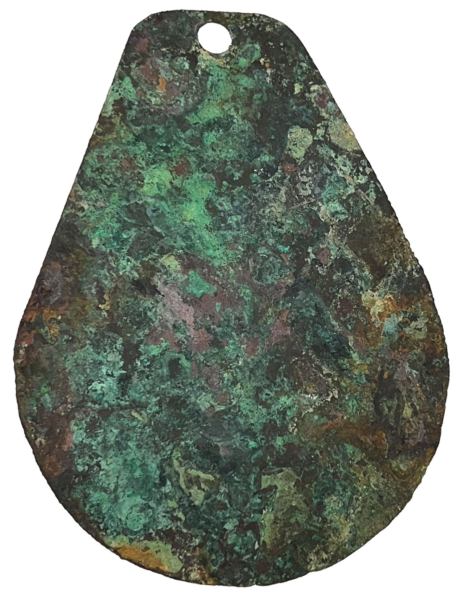 7 7/8" Copper Breast Plate. South Carolina. Ex Ray Franks and Gilbert Cooper.: 7 7/8" Copper Breast Plate. Found by a metal detectorist in South Carolina. Ex Ray Franks and Gilbert Cooper.
