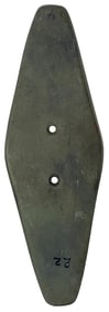 6 1/4” Two Hole Gorget. Green Slate. Very thin. Ohio. Ex Wally Zollman.