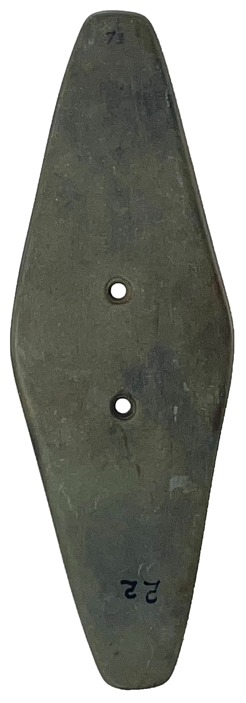 6 1/4” Two Hole Gorget. Green Slate. Very thin. Ohio. Ex Wally Zollman. (1 of 3)