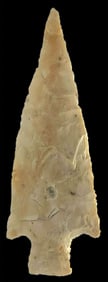 3 13/16” Delhi Knife. Glossy White Burlington Chert. Southern Minnesota. Ex Dale Rector. Davis