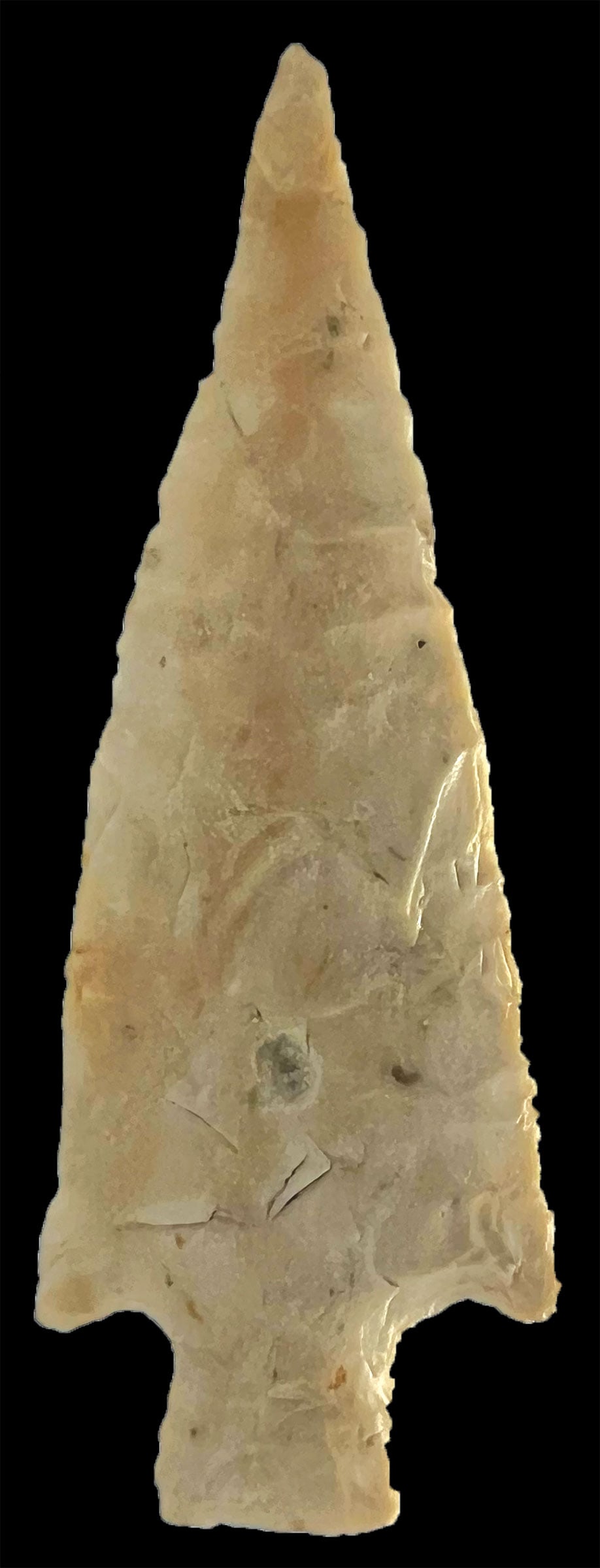 3 13/16” Delhi Knife. Glossy White Burlington Chert. Southern Minnesota. Ex Dale Rector. Davis (1 of 3)