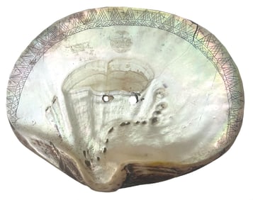 7 1/4” Abalone Shell Ornament. Northwest Coast. Ex Rick Sunderland.