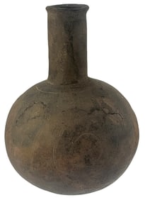 9 3/4” T. Mississippian Bottle. Engraved. Ex Walt Evans.