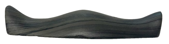 4 1/4” Boatstone. Banded Slate. Indiana. Ex Johnson, Robert Converse.