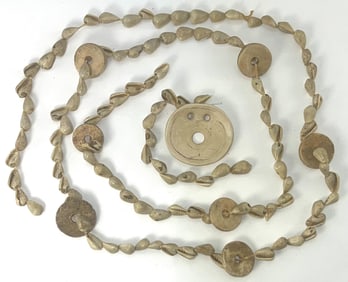 44” Stand of Shell Beads with a Nice Shell Engraved Gorget. Virginia.