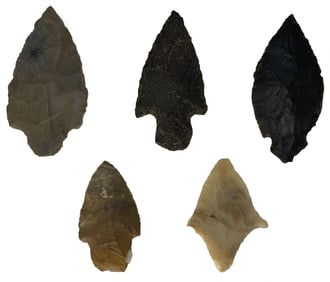 5 Adena Stemmed Points. Variety material. Kentucky. Ex Dale Rector.