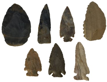 7 Blades, Points and Knives. Kentucky. Ex Dale Rector.