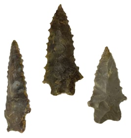 3 Great Examples of Kentucky Points. (2 1/8” to 2 9/16”). Ex Dale Rector.