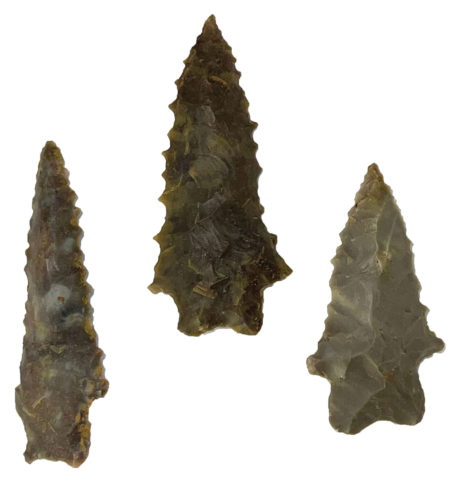 3 Great Examples of Kentucky Points. (2 1/8” to 2 9/16”). Ex Dale Rector. (1 of 2)