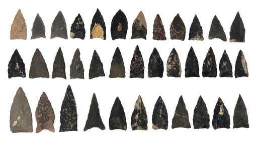 36 nice Tennessee Points. (1 1/4”-2 1/8”). Ex Kevin Pipes.