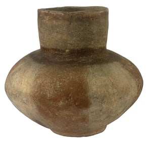 7 1/4" Nodena Red and White Bottle. Arkansas. Ex Gilbert Cooper (P-428).