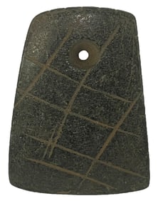 2 1/4" Engraved Steatite Pendant. Tennessee. Ex Tom Davis.