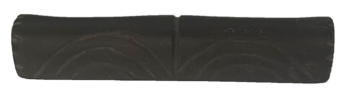 4 1/4" Engraved Undrilled Bar Amulet. Red Slate. (G-90). Ex Jan Sorgenfri.